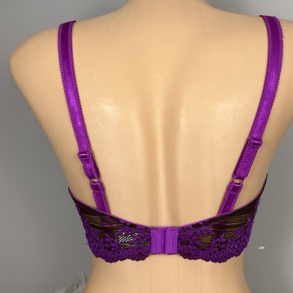 Wacoal Embrace Lace Bra Size 34DD Brown Purple 65191 Unlined Underwire - Picture 5 of 7